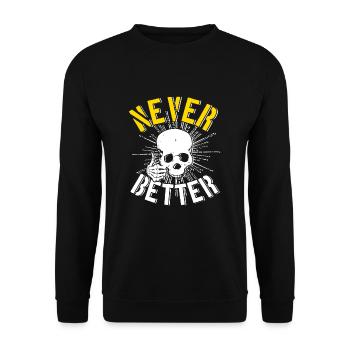Never Better Thumbs Up Skeleton Skull - Unisex Sweatshirt - black - Front - Alina (178cm) & Michal (187cm)