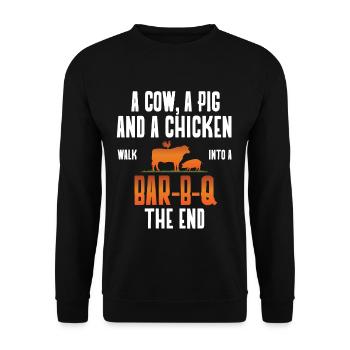 BBQ Quote Design - Cadeau du maître du barbecue - Sweat-shirt Unisexe - noir - Devant - Alina (178cm) & Michal (187cm)