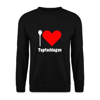 I Love Topfschlagen Topf schlagen - Unisex Pullover - Schwarz - Vorne - Alina (178cm) & Michal (187cm)