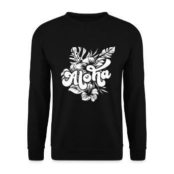Aloha Hibiscus Hawaii - Unisex Pullover - Schwarz - Vorne - Alina (178cm) & Michal (187cm)