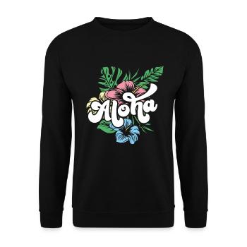 Aloha Hibiscus Hawaii - Unisex Pullover - Schwarz - Vorne - Alina (178cm) & Michal (187cm)