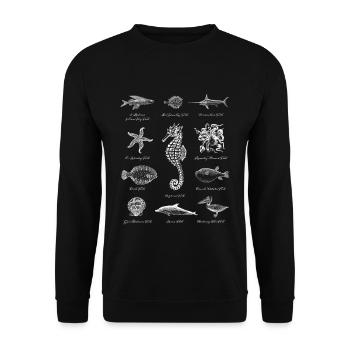 Fische Seestern Delfin Seepferdchen Krake Oktopus - Unisex Pullover - Schwarz - Vorne - Alina (178cm) & Michal (187cm)
