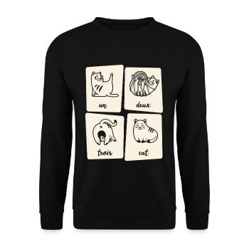 Un Deux Trois Cat fans - Unisex Sweatshirt - black - Front - Alina (178cm) & Michal (187cm)