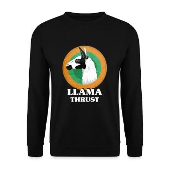 Llamathrust Llama Lama Thrust - Unisex Pullover - Schwarz - Vorne - Alina (178cm) & Michal (187cm)