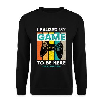 I Paused My Game To Be Here - Jeu de jeu Sort - Sweat-shirt Unisexe - noir - Devant - Alina (178cm) & Michal (187cm)