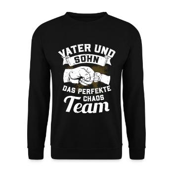 Vater und Sohn - Das perfekte Chaos Team - Unisex Pullover - Schwarz - Vorne - Alina (178cm) & Michal (187cm)
