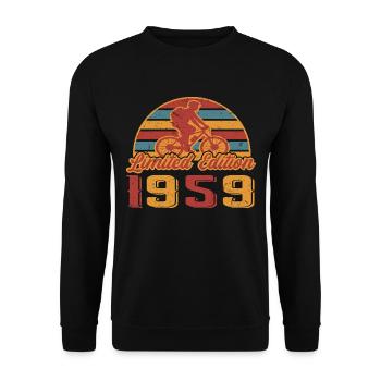 Bicycle Cyclist Bike Birthday Year of construction 1959 - Unisex Sweatshirt - black - Front - Alina (178cm) & Michal (187cm)