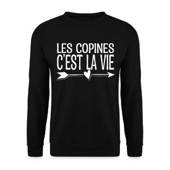 Les copines c'est la vie. Cadeau copine. - Sweat-shirt Unisexe - noir - Devant - Alina (178cm) & Michal (187cm)