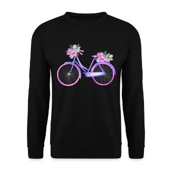 Bicycle with Flowers Fahrrad mit Blumen - Unisex Sweatshirt - black - Front - Alina (178cm) & Michal (187cm)