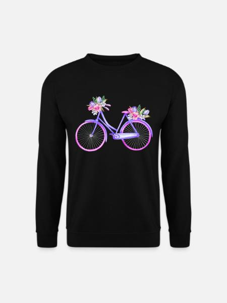 Bicycle with Flowers Fahrrad mit Blumen - Unisex Pullover - Schwarz