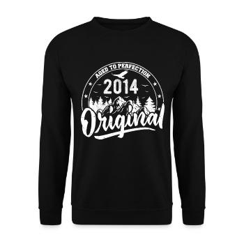 Original 2014 Vintage Geburtstagsgeschenk 2014 - Unisex Pullover - Schwarz - Vorne - Alina (178cm) & Michal (187cm)