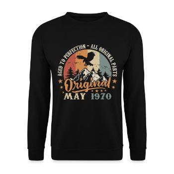 Mai 1970 Geburtstagsgeschenk 1970 Mai - 1970 Mai - Unisex Pullover - Schwarz - Vorne - Alina (178cm) & Michal (187cm)