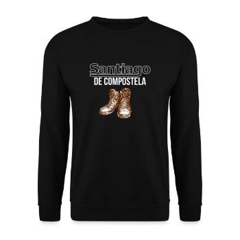Santiago de Compostela Jakobsweg Pilgern - Unisex Pullover - Schwarz - Vorne - Alina (178cm) & Michal (187cm)