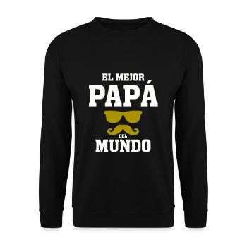 Dia del Padre Spanisches Zitat Vatertag - Unisex Pullover - Schwarz - Vorne - Alina (178cm) & Michal (187cm)