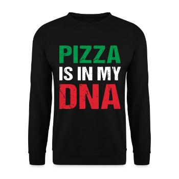 Pizza is in my DNA Italien Pizza - Unisex Pullover - Schwarz - Vorne - Alina (178cm) & Michal (187cm)