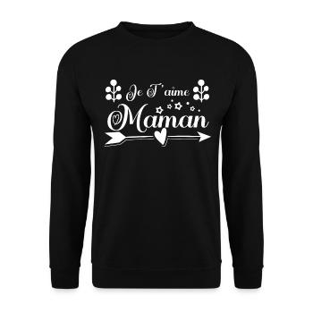 Je t'aime maman , cadeau maman. Cadeau mère. - Sweat-shirt Unisexe - noir - Devant - Alina (178cm) & Michal (187cm)