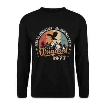 Original 1977 Vintage Vintage 1977 Anniversaire - Sweat-shirt Unisexe - noir - Devant - Alina (178cm) & Michal (187cm)