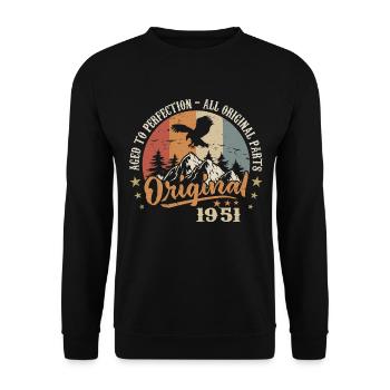 Original 1951 Jahrgang Vintage 1951 Geburtstag - Unisex Pullover - Schwarz - Vorne - Alina (178cm) & Michal (187cm)