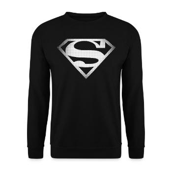 DC Comics Originals Superman Retro Symbol - Unisex Pullover - Schwarz - Vorne - Alina (178cm) & Michal (187cm)