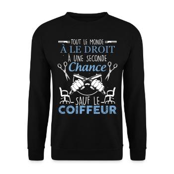 Coiffeur citation drole métier coiffure - Sweat-shirt Unisexe - noir - Devant - Alina (178cm) & Michal (187cm)