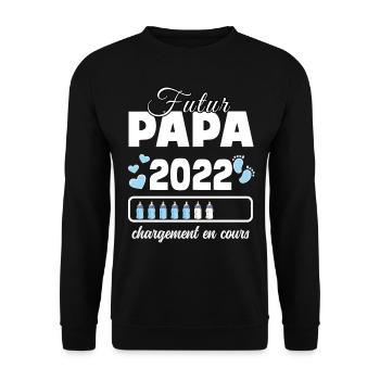 Papa chargement en cours 2022. futur bébé - Sweat-shirt Unisexe - noir - Devant - Alina (178cm) & Michal (187cm)