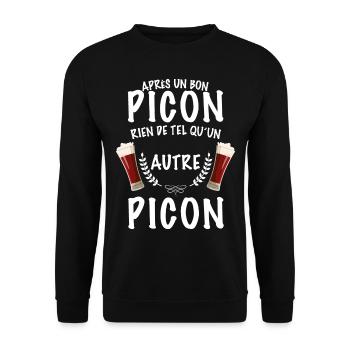 t-shirt apres un bon picon humour bière - Sweat-shirt Unisexe - noir - Devant - Alina (178cm) & Michal (187cm)