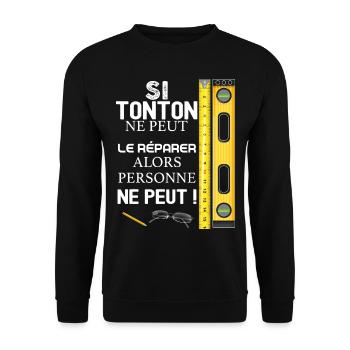 Mon Tonton réparateur qui déchire humour bricolage - Sweat-shirt Unisexe - noir - Devant - Alina (178cm) & Michal (187cm)