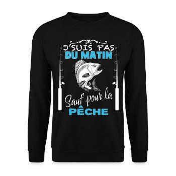 Pêcheur Du Matin Humour Papa Et Pêche - Sweat-shirt Unisexe - noir - Devant - Alina (178cm) & Michal (187cm)