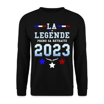 Retraite Papy legende en retraite 2023 - Sweat-shirt Unisexe - noir - Devant - Alina (178cm) & Michal (187cm)