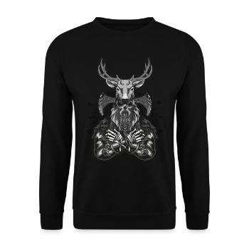 Viking Deer - Unisex Sweatshirt - black - Front - Alina (178cm) & Michal (187cm)