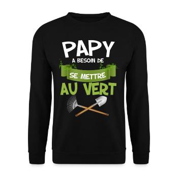 Opa muss grüner Mann Gartenarbeit werden - Unisex Pullover - Schwarz - Vorne - Alina (178cm) & Michal (187cm)