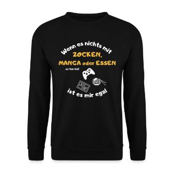 Zocken Manga Essen Gaming - Unisex Pullover - Schwarz - Vorne - Alina (178cm) & Michal (187cm)