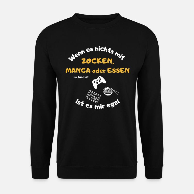 Zocken Manga Essen Gaming - Unisex Pullover - Schwarz