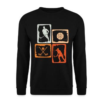 Floorballer Vintage Floorball Player Floorball - Unisex Sweatshirt - black - Front - Alina (178cm) & Michal (187cm)