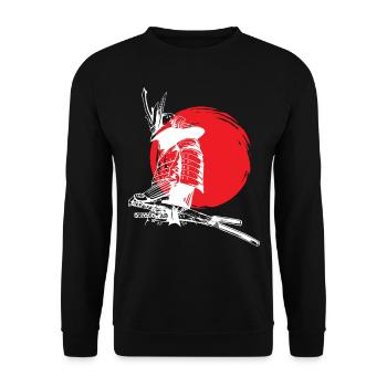 Samurai Warrior Japan Anime Fan - Unisex Sweatshirt - black - Front - Alina (178cm) & Michal (187cm)