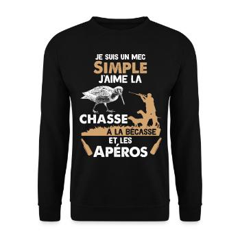 Chasse et Bécasse biere apéro - Sweat-shirt Unisexe - noir - Devant - Alina (178cm) & Michal (187cm)