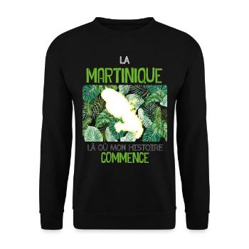 Martinique Mon histoire Martiniquais - Sweat-shirt Unisexe - noir - Devant - Alina (178cm) & Michal (187cm)