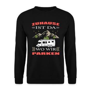 Stellplatz Van Camping Caravan Wohnmobil - Unisex Pullover - Schwarz - Vorne - Alina (178cm) & Michal (187cm)