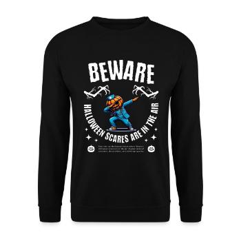 Beware Halloween - Unisex Pullover - Schwarz - Vorne - Alina (178cm) & Michal (187cm)