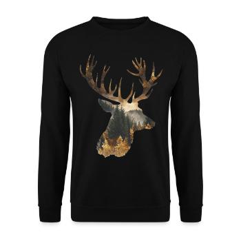 Deer Deer Reindeer - Unisex Sweatshirt - black - Front - Alina (178cm) & Michal (187cm)