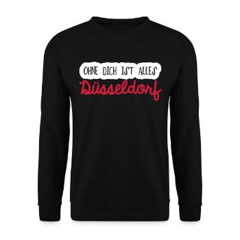 Ohne dich Düsseldorf - Unisex Pullover - Schwarz - Vorne - Alina (178cm) & Michal (187cm)