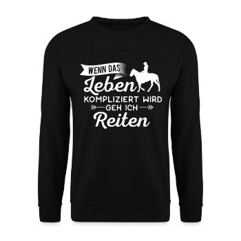 Pferd Pferde Reiten Galopp Leben - Unisex Pullover - Schwarz - Vorne - Alina (178cm) & Michal (187cm)