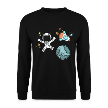 Astronaute globe terrestre dans l'espace - Sweat-shirt Unisexe - noir - Devant - Alina (178cm) & Michal (187cm)
