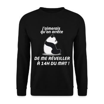 Réveil 14h du mat - Sweat-shirt Unisexe - noir - Devant - Alina (178cm) & Michal (187cm)