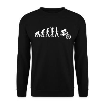 Downhill Biking - Evolution des Menschen, Darwin - Unisex Pullover - Schwarz - Vorne - Alina (178cm) & Michal (187cm)