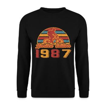 Fahrrad Radfahrer Bike Fahrräder Geburtstag 1987 - Unisex Pullover - Schwarz - Vorne - Alina (178cm) & Michal (187cm)