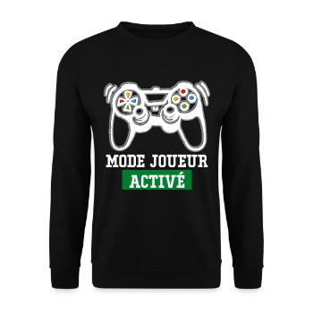 Humour Jeux Vidéo Mode Joueur Activé Cadeau Gamer - Sweat-shirt Unisexe - noir - Devant - Alina (178cm) & Michal (187cm)