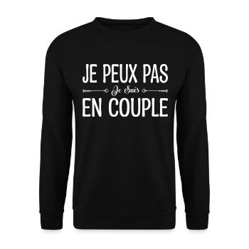 je peux pas je suis en couple. cadeau couple. - Sweat-shirt Unisexe - noir - Devant - Alina (178cm) & Michal (187cm)