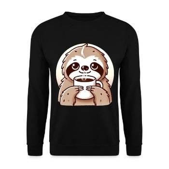 Cozy Sloth Coffee Illustration - Unisex Sweatshirt - black - Front - Alina (178cm) & Michal (187cm)