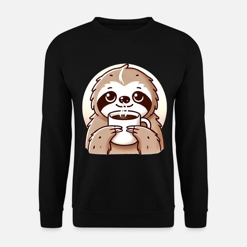 Cozy Sloth Coffee Illustration - Unisex Sweatshirt - black